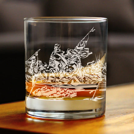Freedom 250 Washington Crossing the Delaware Engraved Rocks Glass Official Merch for 250th Anniversary of the USA Weighted Whiskey Glasses - 10.25 oz