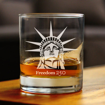 Freedom 250 Statue of Liberty Profile Engraved Rocks Glass - 10.25 oz Official USA 250th Anniversary Merch