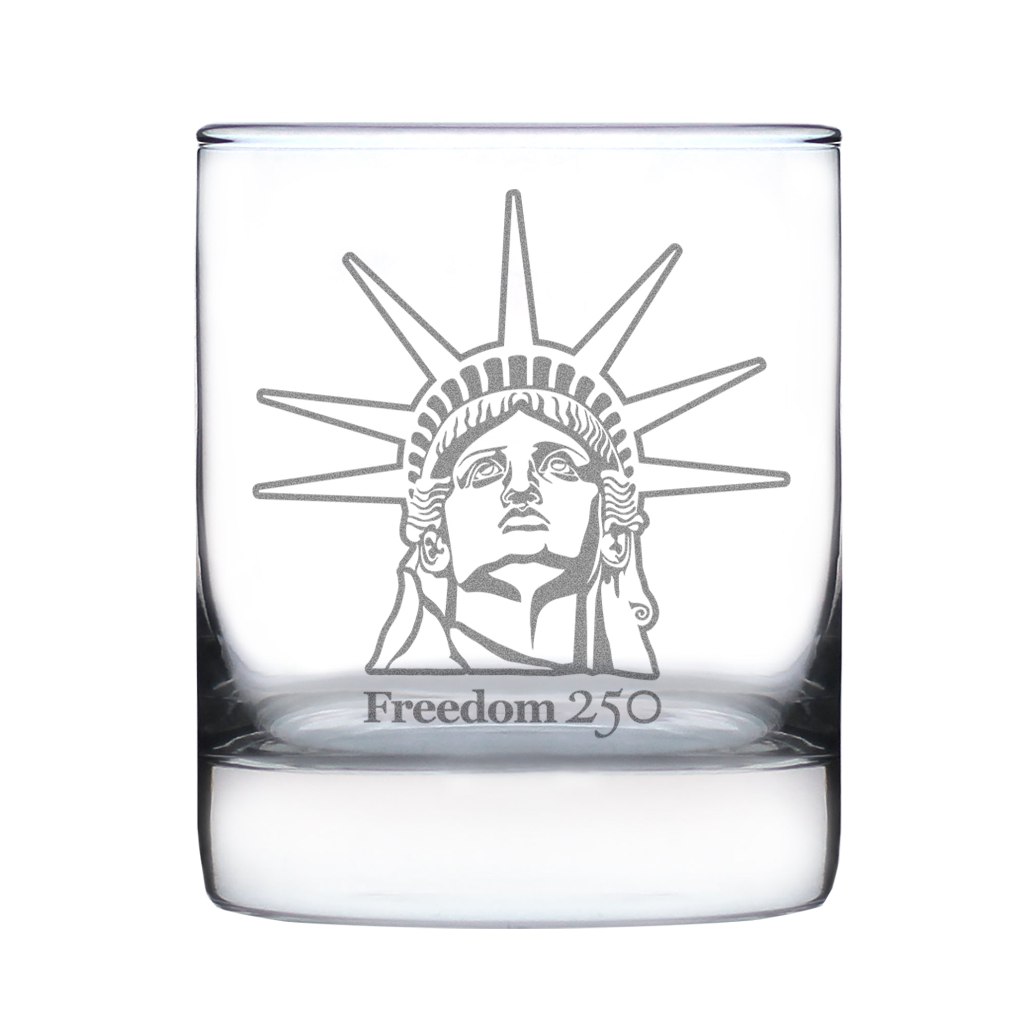 Freedom 250 Statue of Liberty Profile Engraved Rocks Glass - 10.25 oz Official USA 250th Anniversary Merch