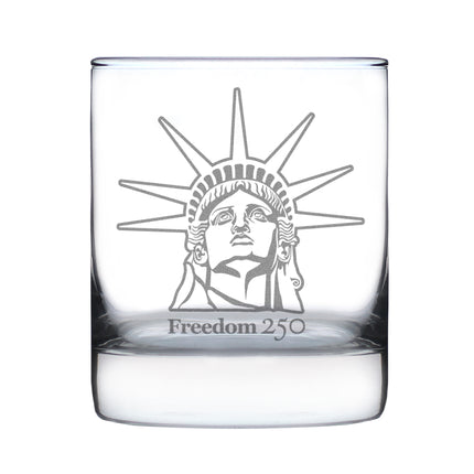 Freedom 250 Statue of Liberty Profile Engraved Rocks Glass - 10.25 oz Official USA 250th Anniversary Merch