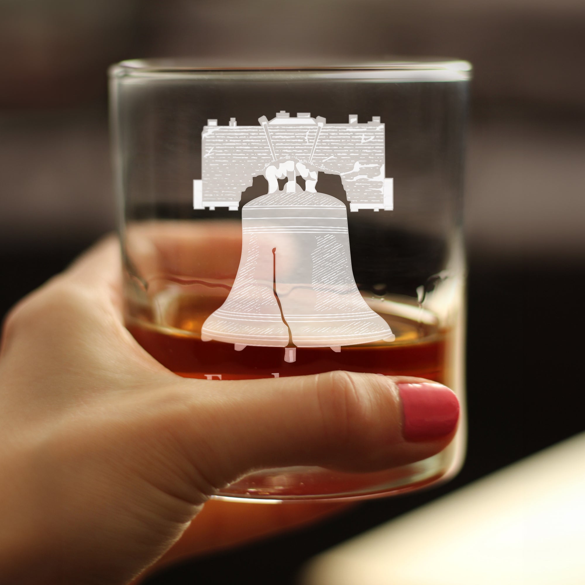 Freedom 250 Liberty Bell Engraved Rocks Glass - 10.25 oz Official USA 250th Anniversary Merch
