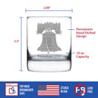 Freedom 250 Liberty Bell Engraved Rocks Glass - 10.25 oz Official USA 250th Anniversary Merch