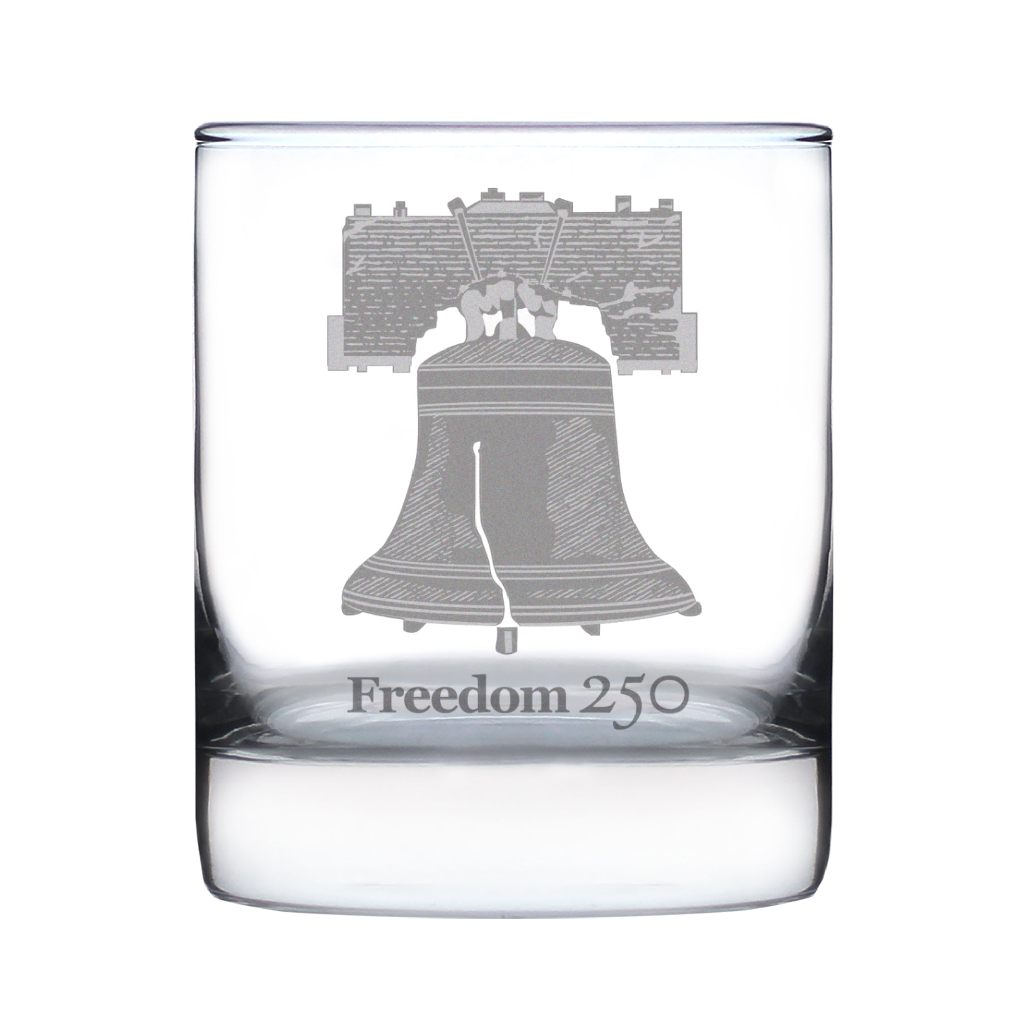 Freedom 250 Liberty Bell Engraved Rocks Glass - 10.25 oz Official USA 250th Anniversary Merch