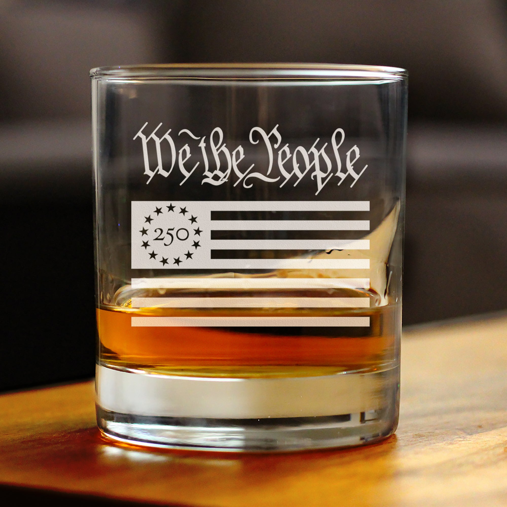 Freedom 250 We the People Engraved Rocks Glass - 10.25 oz Official USA 250th Anniversary Merch