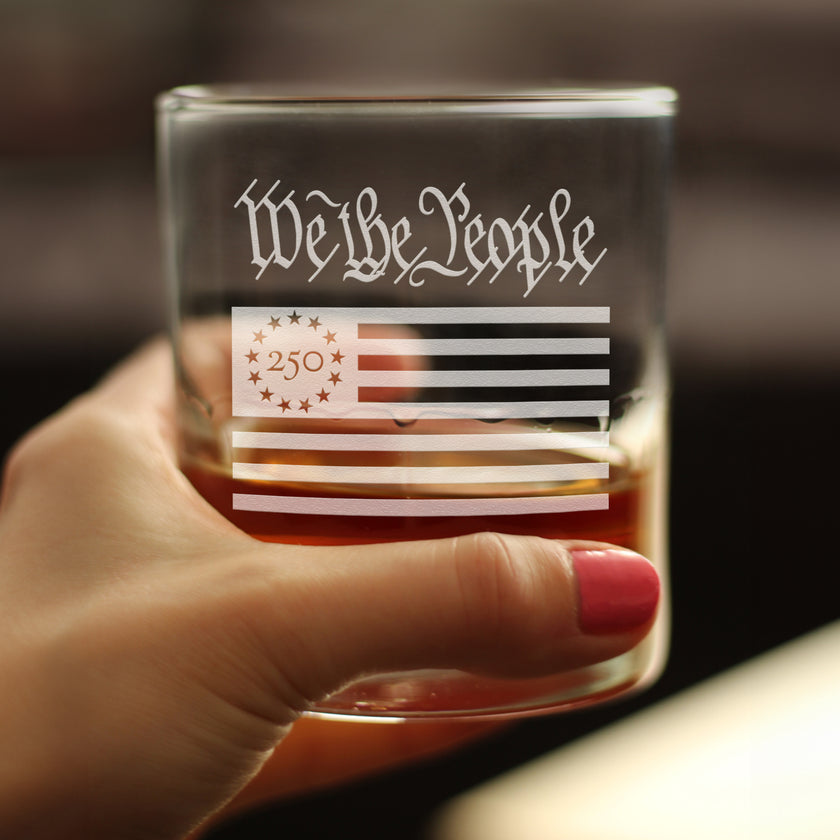 Freedom 250 We the People Engraved Rocks Glass - 10.25 oz Official USA 250th Anniversary Merch
