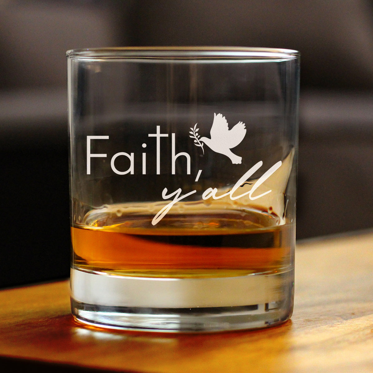 Faith Y&#39;all Engraved Rocks Glass Gifts Christianity Gifts for Christians Weighted Whiskey Glasses - 10.25 oz
