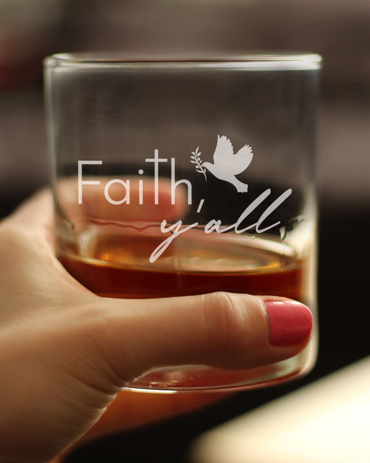 Faith Y&#39;all Engraved Rocks Glass Gifts Christianity Gifts for Christians Weighted Whiskey Glasses - 10.25 oz