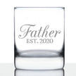 Father Est 2020 - New Dad Whiskey Rocks Glass Gift for First Time Daddy - Decorative Engraved Whisky Drinking Glasses