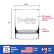 Godfather Est 2024 - New Godfather Whiskey Rocks Glass Proposal Gift for First Time Godparents - Decorative 10.25 Oz Glasses