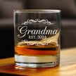Grandma Est 2024 - New Grandmother Whiskey Rocks Glass Gift for First Time Grandparents - Decorative 10.25 Oz Glasses
