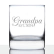 Grandpa Est 2024 - New Grandfather Whiskey Rocks Glass Gift for First Time Grandparents - Decorative 10.25 Oz Glasses
