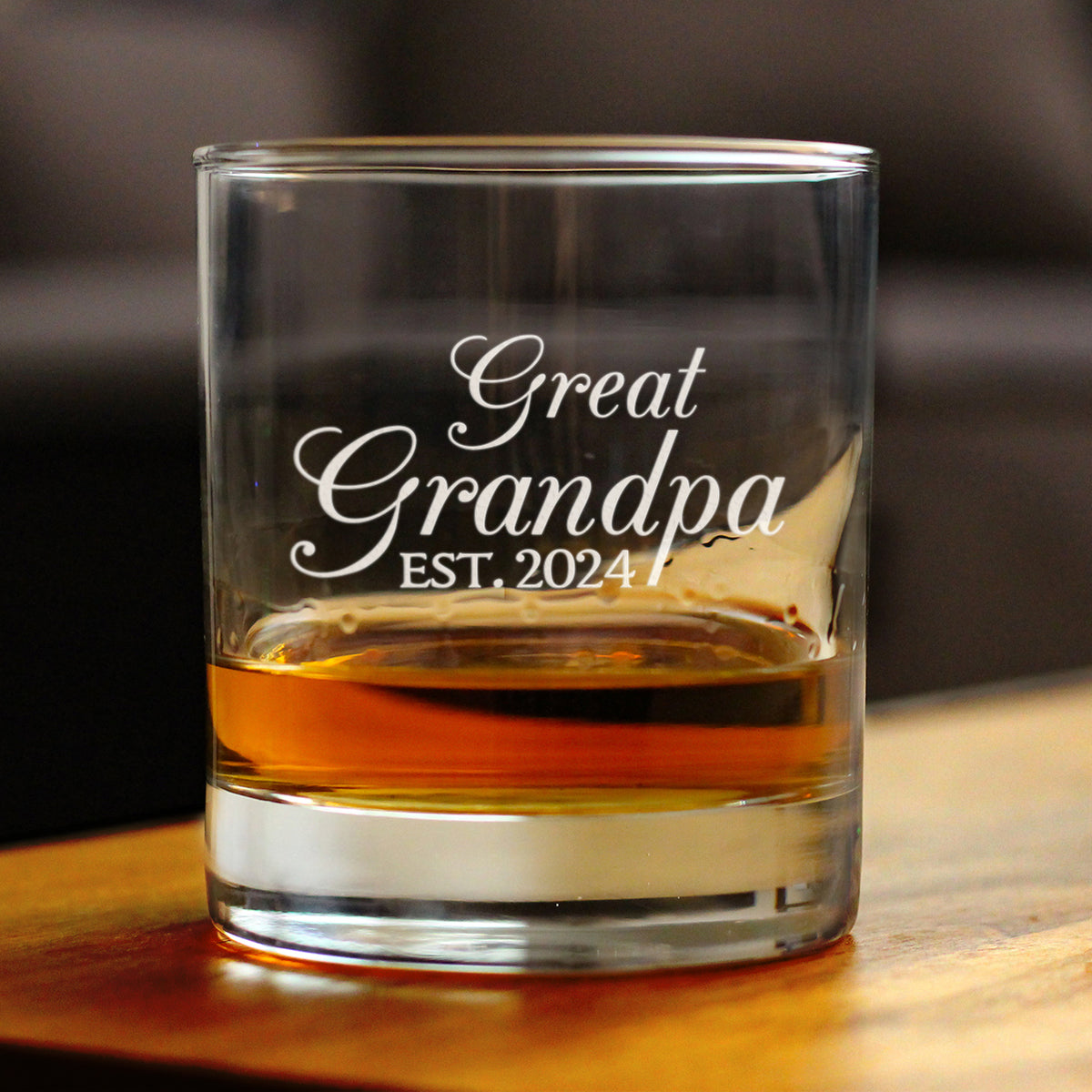 Great Grandpa Est 2024 - New Great Grandfather Whiskey Rocks Glass Gift for First Time Great Grandparents - Decorative 10.25 Oz Glasses