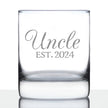 Uncle Est 2024 - Whiskey Rocks Glass Gift for First Time Uncles - Decorative 10.25 Oz Glasses