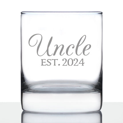 Uncle Est 2024 - Whiskey Rocks Glass Gift for First Time Uncles - Decorative 10.25 Oz Glasses