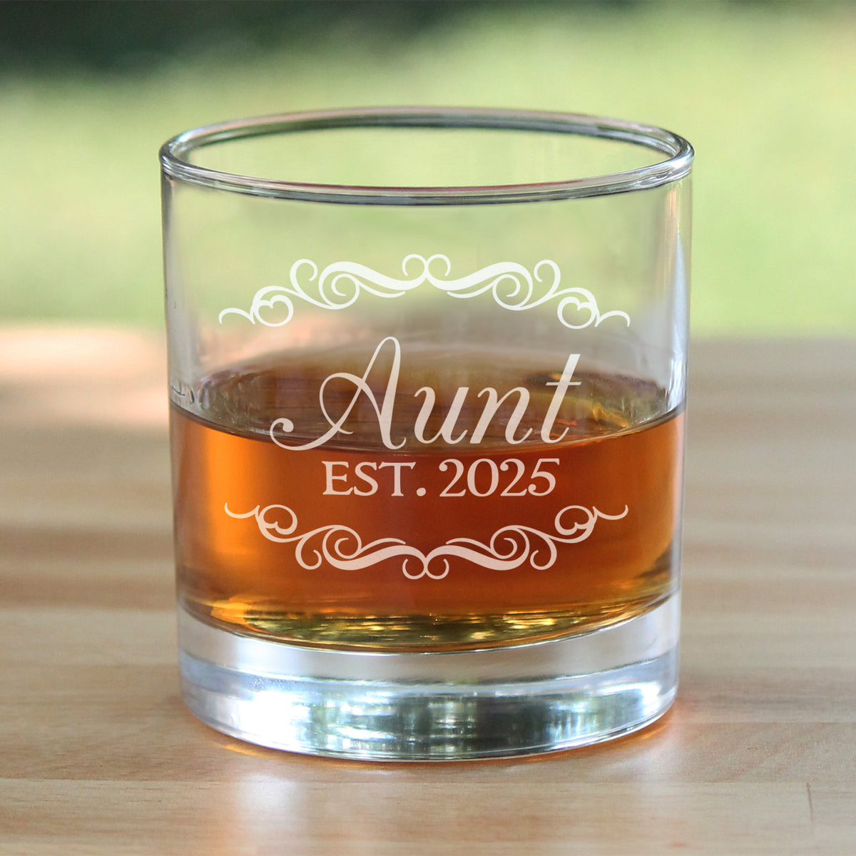 Aunt Est 2025 - New Aunties Whiskey Rocks Glass Gift for First Time Aunts - Decorative 10.25 Oz Glasses