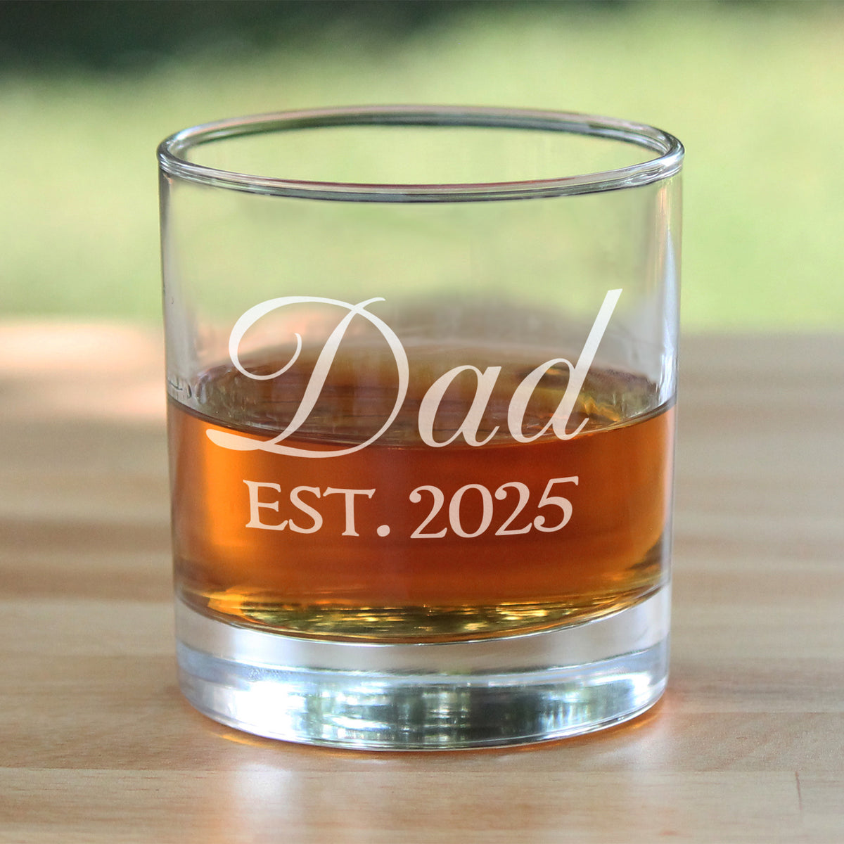 Dad Est 2025 - New Father Whiskey Rocks Glass Gift for First Time Parents - Decorative 10.25 Oz Glasses