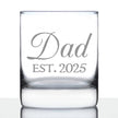 Dad Est 2025 - New Father Whiskey Rocks Glass Gift for First Time Parents - Decorative 10.25 Oz Glasses