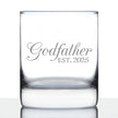 Godfather Est 2025 - New Godfather Whiskey Rocks Glass Proposal Gift for First Time Godparents - Decorative 10.25 Oz Glasses