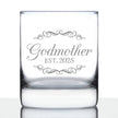 Godmother Est 2025 - New Godmother Whiskey Rocks Glass Proposal Gift for First Time Godparents - Decorative 10.25 Oz Glasses