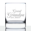 Great Grandpa Est 2025 - New Great Grandfather Whiskey Rocks Glass Gift for First Time Great Grandparents - Decorative 10.25 Oz Glasses