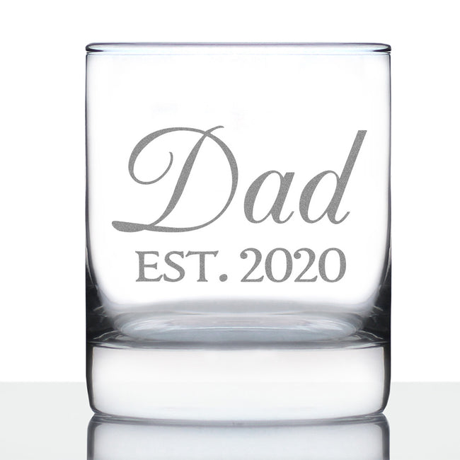 Dad Est 2020 - New Father Whiskey Rocks Glass Gift for First Time Parents - Decorative 10.25 Oz Glasses