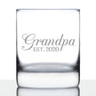 Grandpa Est 2020 - New Grandfather Whiskey Rocks Glass Gift for First Time Grandparents - Decorative 10.25 Oz Glasses