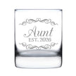 Aunt Est 2026 - Engraved Rocks Glass - New Aunt Gift for First Time Aunts - Decorative Weighted Whiskey Glasses - 10.25 oz