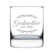 Godmother Est 2026 - Engraved Rocks Glass - New Godmother Gift for First Time Godparents - Decorative Weighted Whiskey Glasses - 10.25 oz