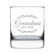 Grandma Est 2026 - Engraved Rocks Glass - New Grandmother Gift for First Time Grandparents - Decorative Weighted Whiskey Glasses - 10.25 oz