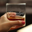 Grandpa Est 2026 - Engraved Rocks Glass - New Grandfather Gift for First Time Grandparents - Decorative Weighted Whiskey Glasses - 10.25 oz