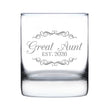 Great Aunt Est 2026 - Engraved Rocks Glass - New Great Aunt Gift for First Time Great Aunts - Decorative Weighted Whiskey Glasses - 10.25 oz