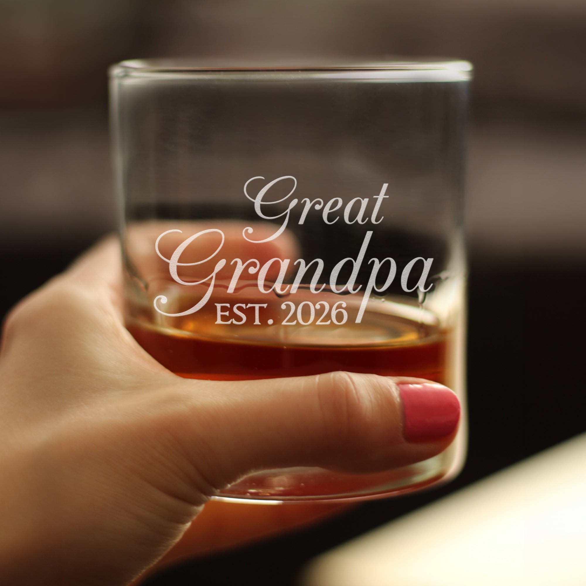 Great Grandpa Est 2026 - Engraved Rocks Glass - New Great Grandfather Gift for First Time Great Grandparents - Decorative Weighted Whiskey Glasses - 10.25 oz