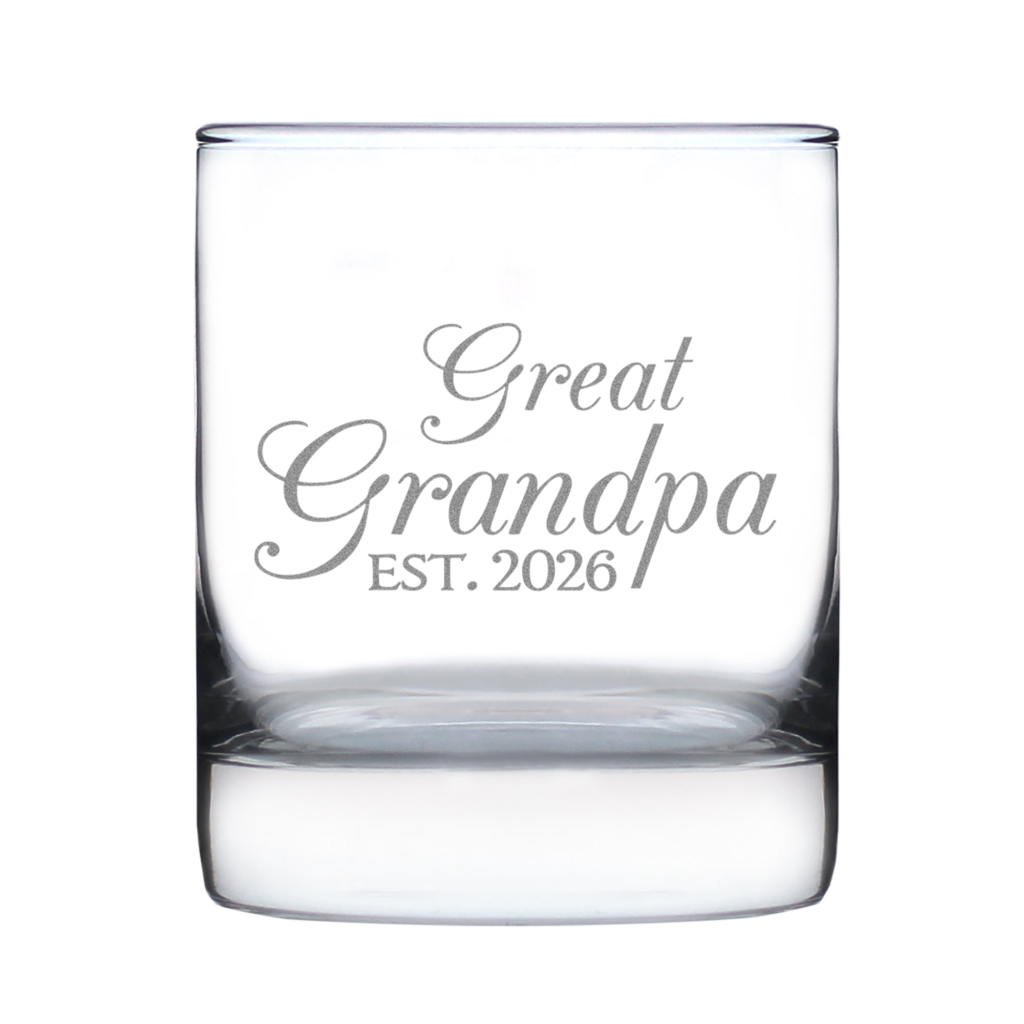 Great Grandpa Est 2026 - Engraved Rocks Glass - New Great Grandfather Gift for First Time Great Grandparents - Decorative Weighted Whiskey Glasses - 10.25 oz