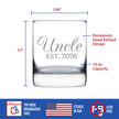 Uncle Est 2026 - Engraved Rocks Glass - New Uncle Gift for First Time Uncles - Decorative Weighted Whiskey Glasses - 10.25 oz