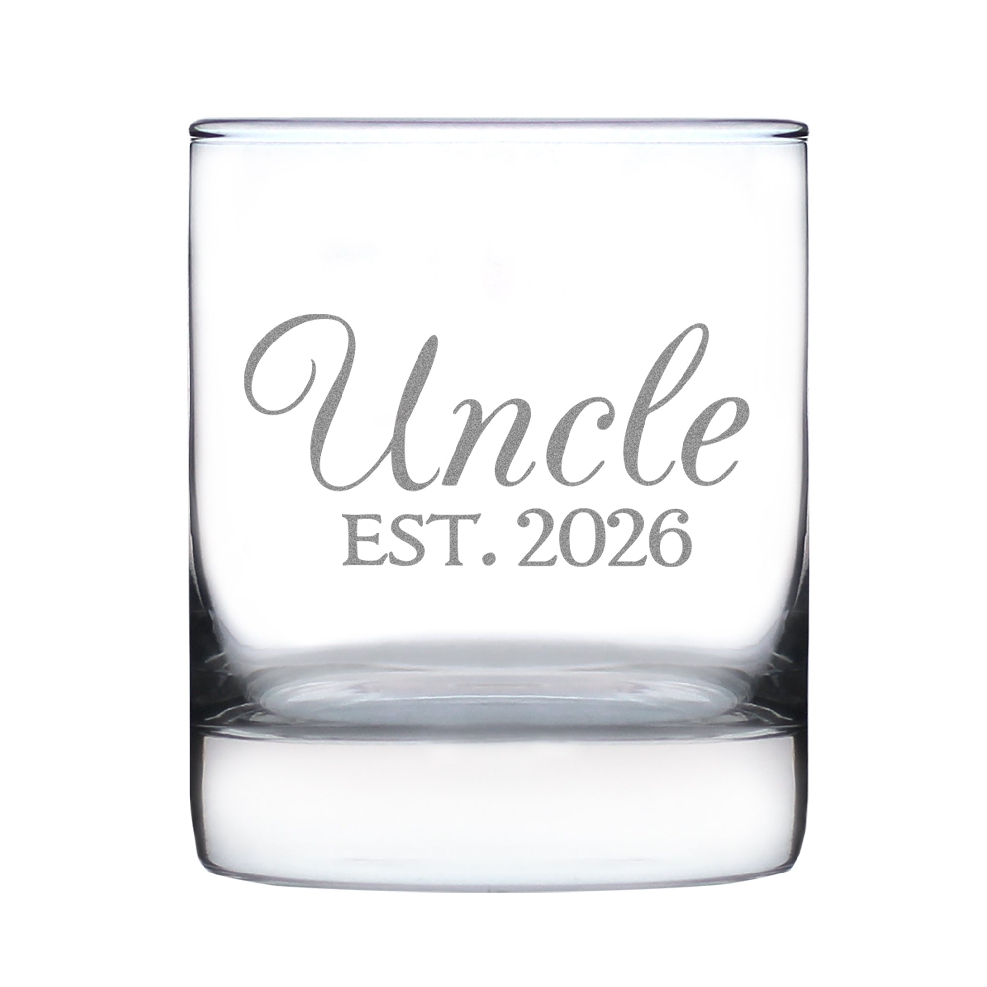 Uncle Est 2026 - Engraved Rocks Glass - New Uncle Gift for First Time Uncles - Decorative Weighted Whiskey Glasses - 10.25 oz