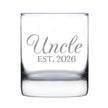 Uncle Est 2026 - Engraved Rocks Glass - New Uncle Gift for First Time Uncles - Decorative Weighted Whiskey Glasses - 10.25 oz