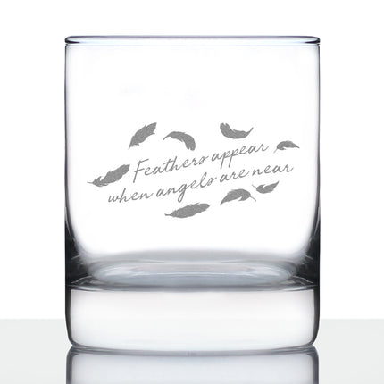 Feathers Appear when Angels are Near - Whiskey Rocks Glass Gift - Bereavement Memorial Gifts for Loss of Loved One - 10.25 oz Glasses