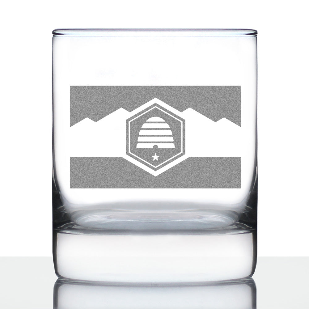 Utah Flag Whiskey Rocks Glass - State Themed Drinking Decor and Gifts for Utahn Women &amp; Men - 10.25 Oz Whisky Tumbler Glasses (Copy)