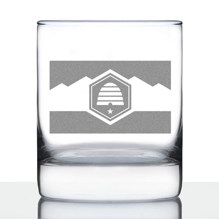 Utah Flag Whiskey Rocks Glass - State Themed Drinking Decor and Gifts for Utahn Women & Men - 10.25 Oz Whisky Tumbler Glasses (Copy)