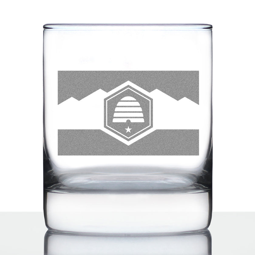 Utah Flag Whiskey Rocks Glass - State Themed Drinking Decor and Gifts for Utahn Women & Men - 10.25 Oz Whisky Tumbler Glasses (Copy)