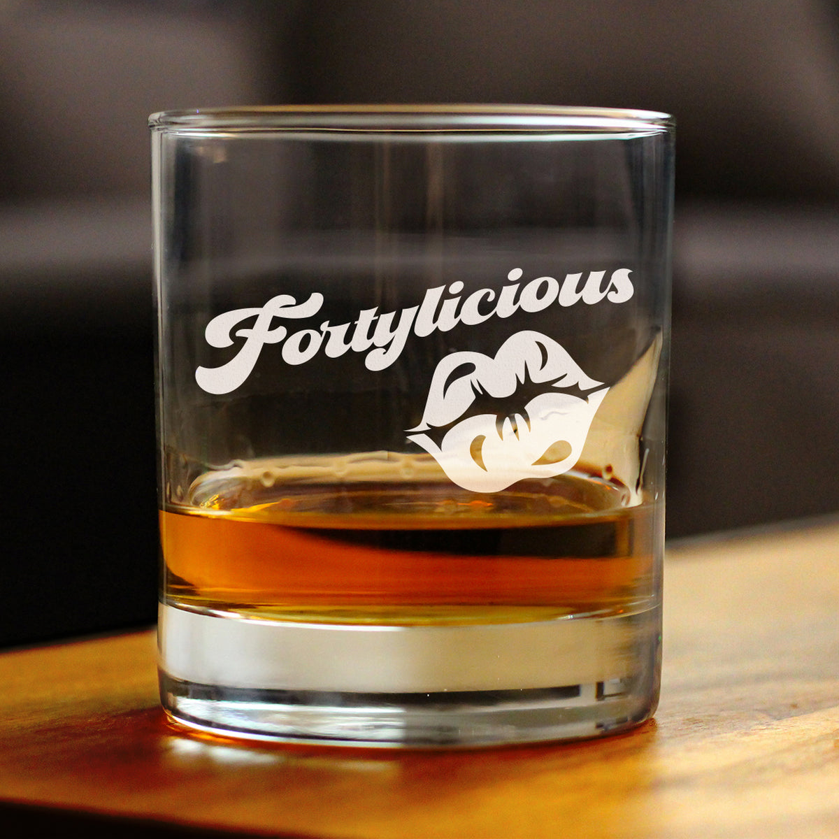 Fortylicious - Whiskey Rocks Glass Gift - Funny 40th Birthday Gifts for Women Turning 40 - 10.25 oz Glasses