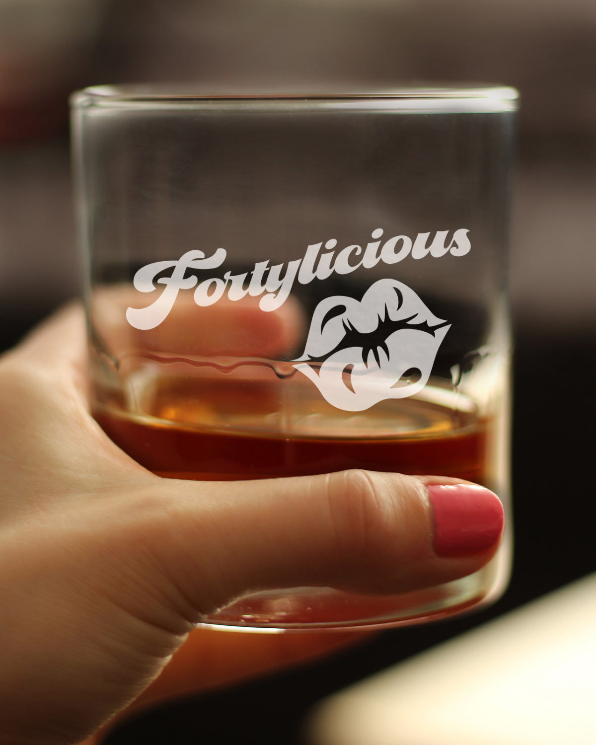 Fortylicious - Whiskey Rocks Glass Gift - Funny 40th Birthday Gifts for Women Turning 40 - 10.25 oz Glasses