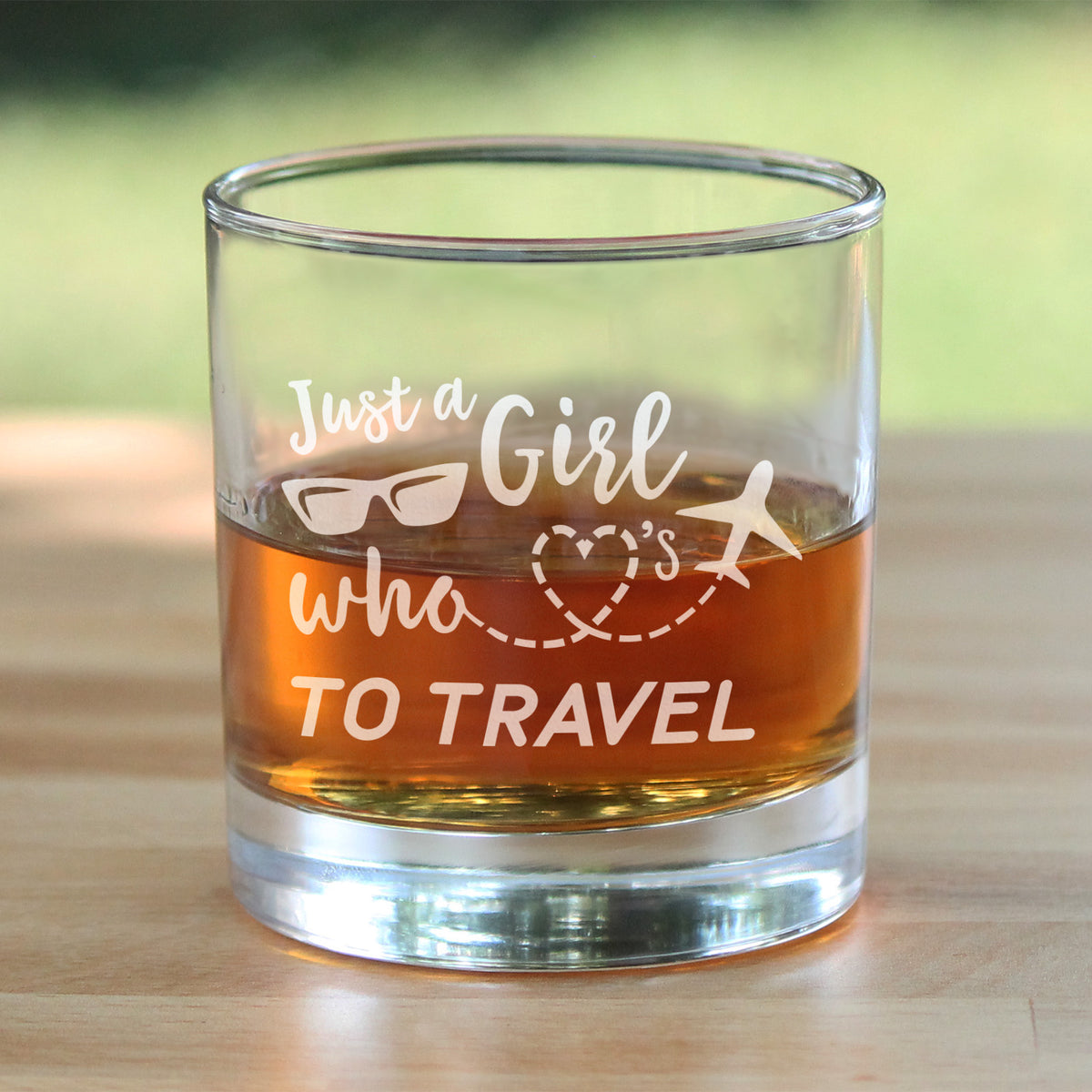 Girl Who Loves To Travel - Whiskey Rocks Glass - Gifts for Travelers Women - 10.25 oz Glasses