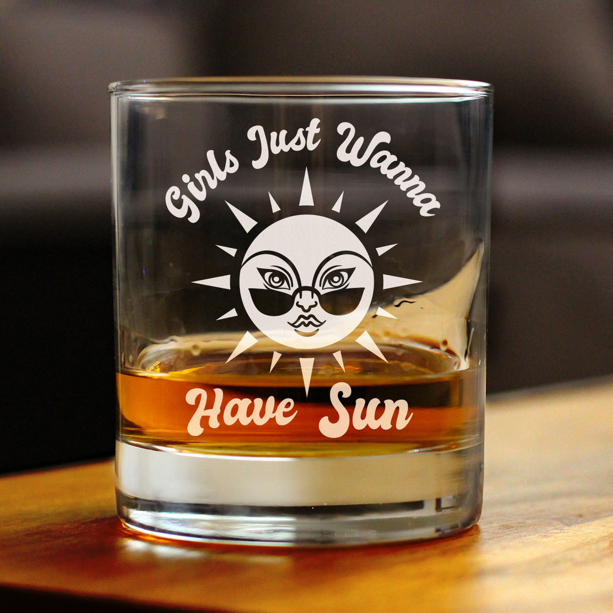 Girls Just Wanna Have Sun - Whiskey Rocks Glass - Funny Beach Themed Gifts for Women - 10.25 oz Glasses