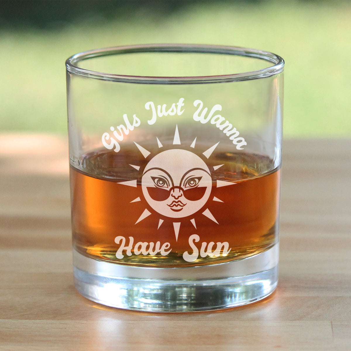 Girls Just Wanna Have Sun - Whiskey Rocks Glass - Funny Beach Themed Gifts for Women - 10.25 oz Glasses