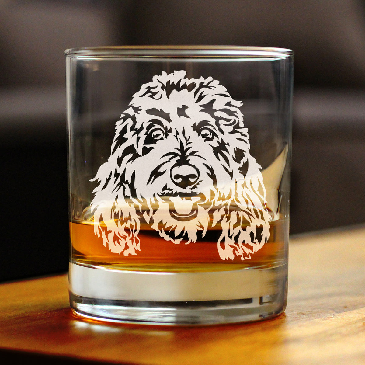 Golden Doodle Face - Whiskey Rocks Glass - Goldendoodle Gifts for Women &amp; Men - 10.25 oz Glasses