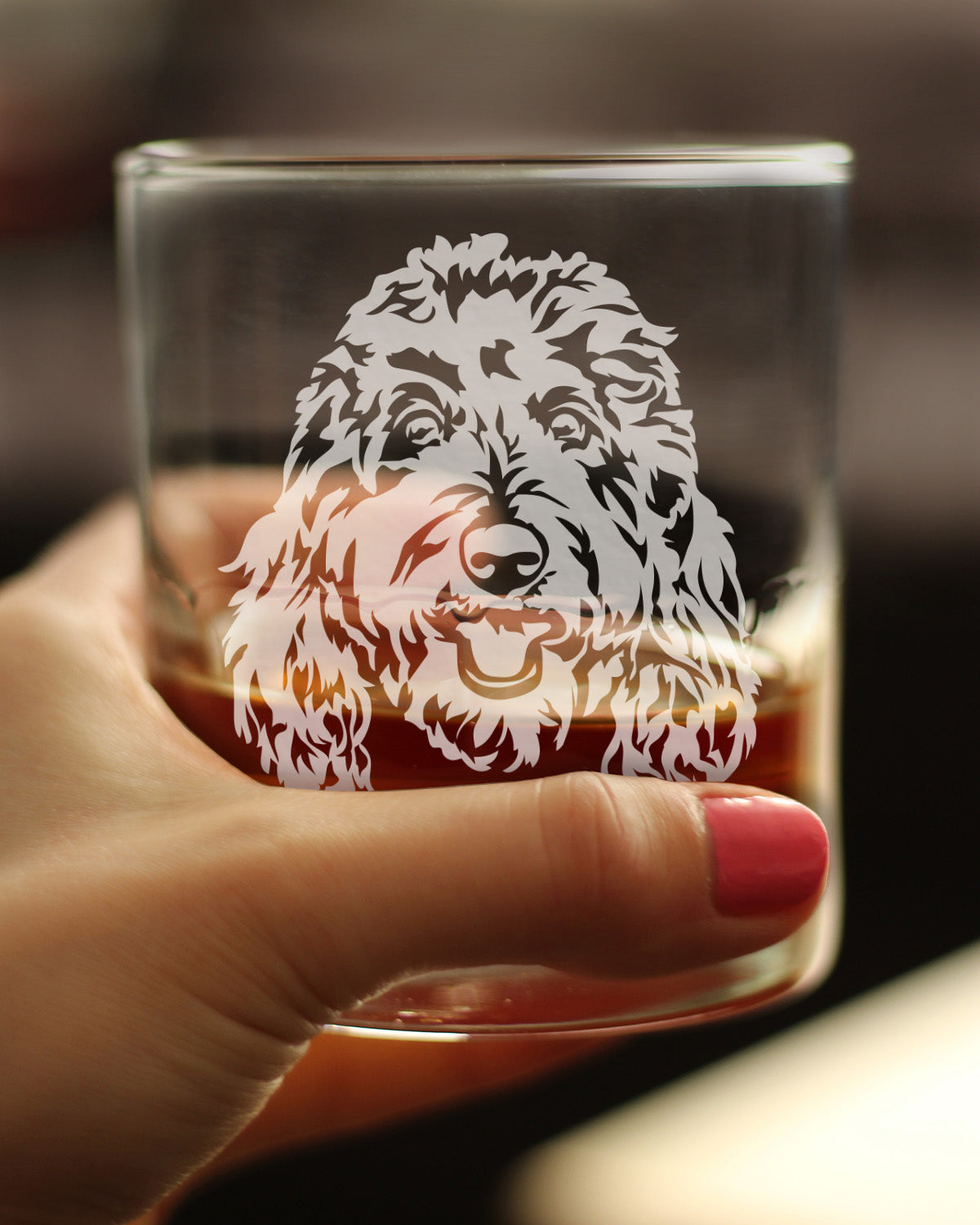 Golden Doodle Face - Whiskey Rocks Glass - Goldendoodle Gifts for Women &amp; Men - 10.25 oz Glasses