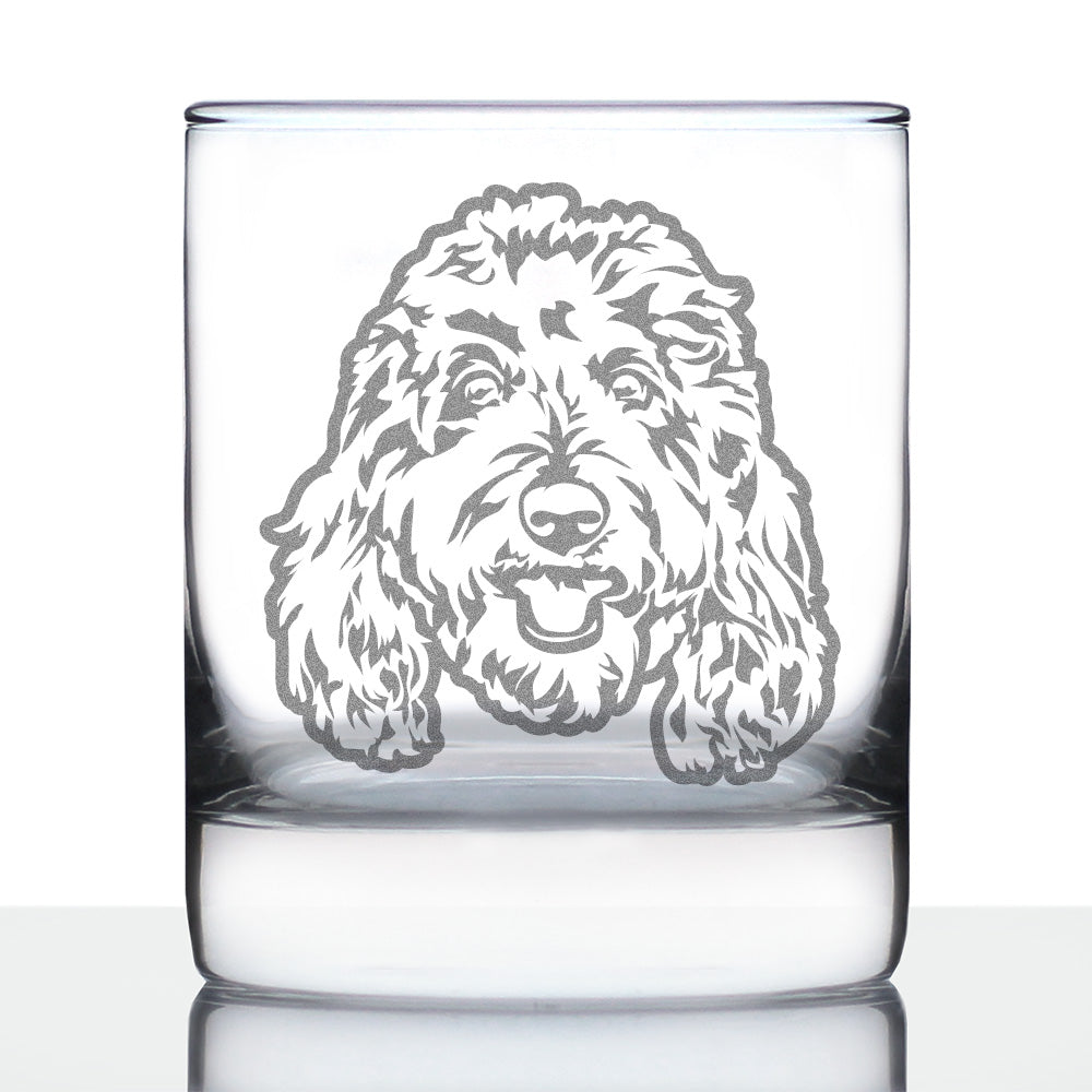 Golden Doodle Face - Whiskey Rocks Glass - Goldendoodle Gifts for Women &amp; Men - 10.25 oz Glasses