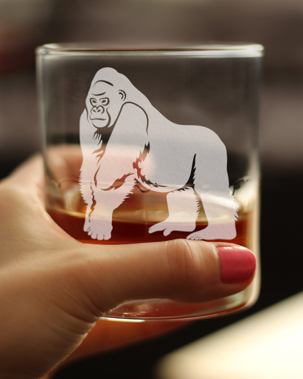 Gorilla Rocks Glass - Fun Wild Animal Themed Decor and Gifts for Lovers of Apes and Monkeys - 10.25 Oz Glasses