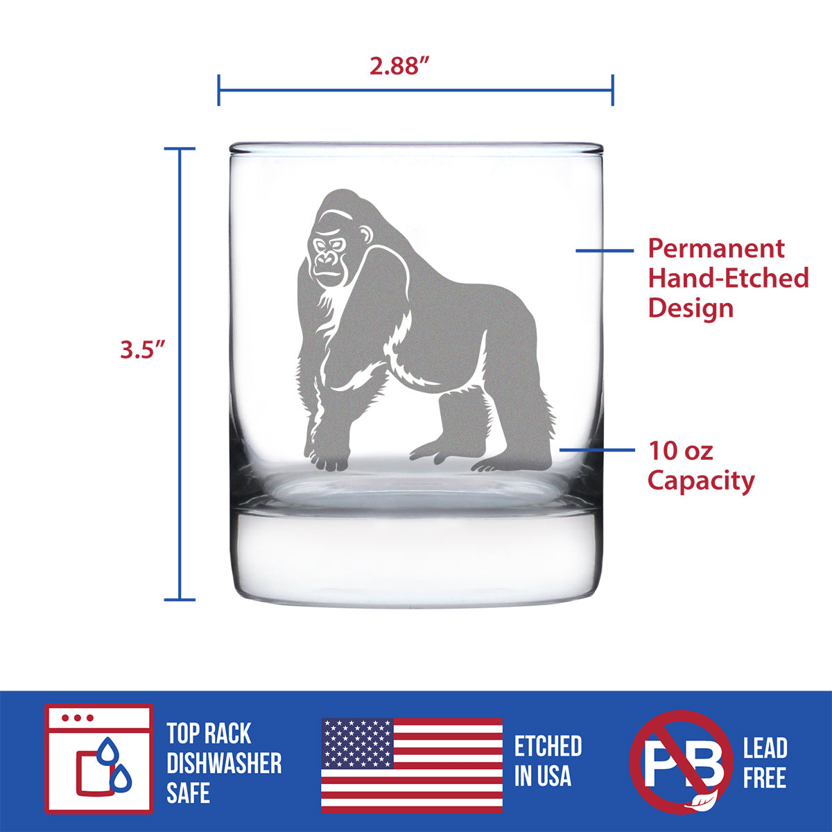 Gorilla Rocks Glass - Fun Wild Animal Themed Decor and Gifts for Lover -  bevvee